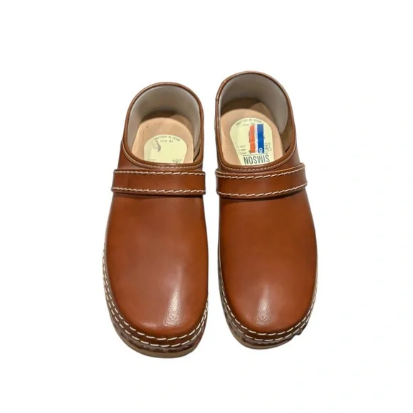 SIMSON Leather Slip On Orthopedic Wooden Shoes - Picture 3 of 7